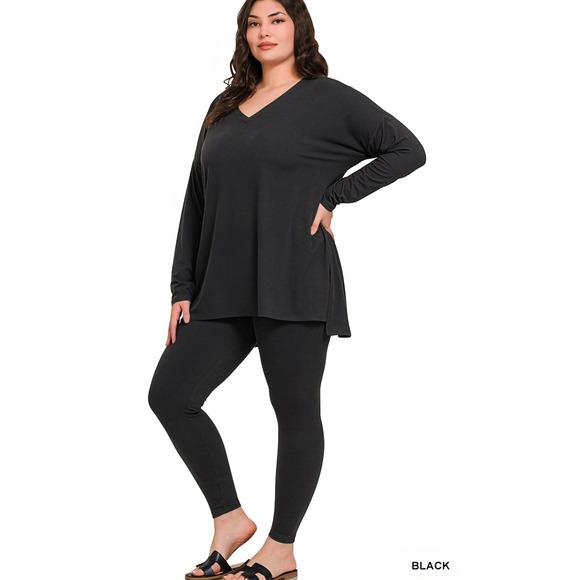 Zenana Black Brushed Microfiber Loungewear Set – Buttery Soft - Picture 1 of 1